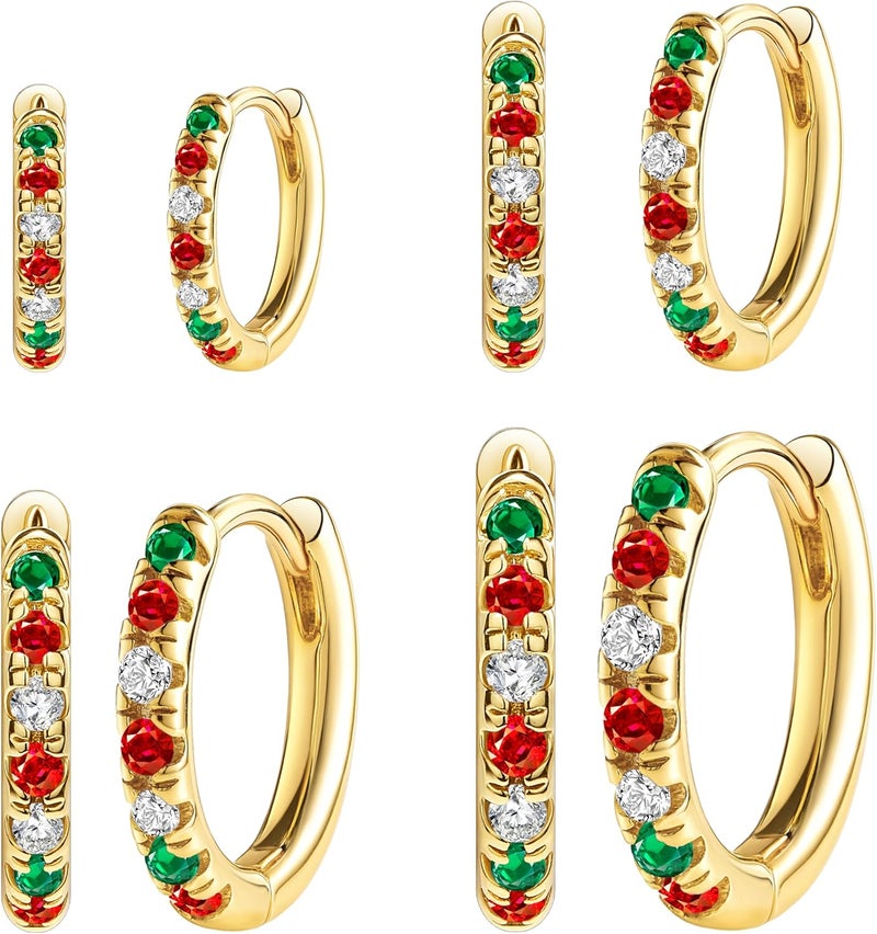 Poxtex Small Gold Huggie Hoop Earrings Set for Women Men Hypoallergenic 14K Plated Stack Cartilage Earrings, Multiple Piercing Lightweight Mini Thin Cute Dainty Trendy Jewelry Set Christmas Gifts for Women - Image 1